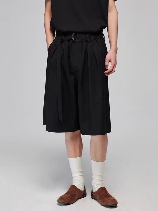 Simple Project/K24110/羊毛混纺腰头抽皱花边宽松腰带西裤 商品图3