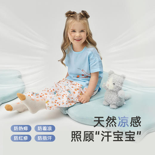 英氏儿童家居服套装男女童短袖上衣长裤睡衣两件套家居服 商品图2