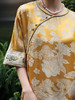 盛唐婧 |提花真丝缎国色天香连衣裙-黄色 商品缩略图1