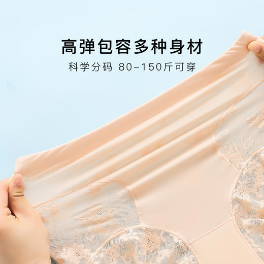 轻薄透气蕾丝塑身裤内裤女高腰收腹全包臀含蚕丝底裆1553姿花秋月内裤2条装 商品图6