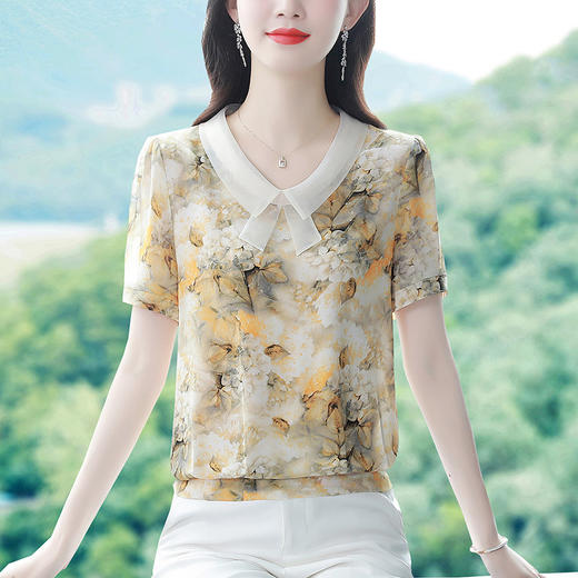 洋气减龄，印花雪纺衫KQL-321H1355 商品图0