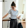 OLrain欧芮儿条纹针织衫女夏季2024年新款通勤百搭圆领短袖上衣 商品缩略图0