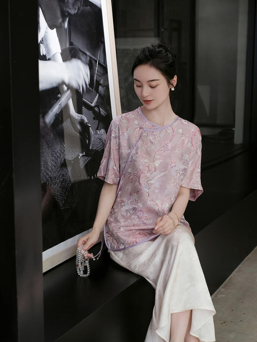 盛唐婧 |真丝花罗喜上眉梢上衣 商品图6