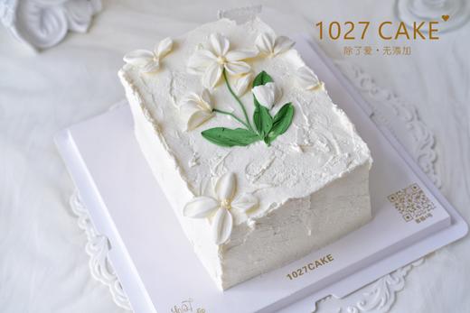 1027CAKE |   长方形蛋糕 刮刀花 白色系 商品图3