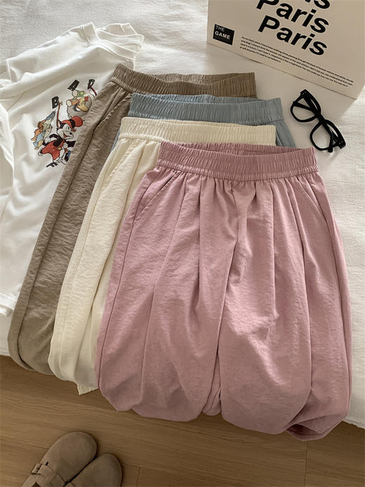 【温柔百搭奶油云朵阔腿裤】宽松高腰垂感雾面拖地裤 夏季薄款凉凉裤  商品图3