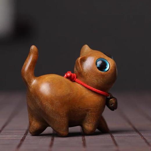 好奇萌猫咪°绿檀/黑檀小摆件 商品图3