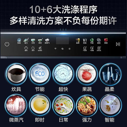 海尔（Haier）洗碗机14套大容量晶彩系列嵌入式分区洗智能开门烘干80℃高温洗消一体14套HWY14-186BKU1 商品图7