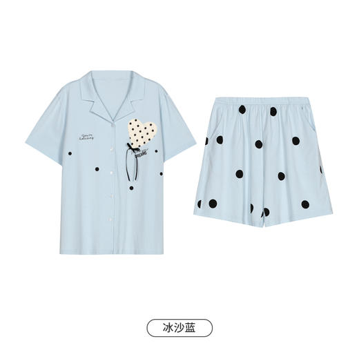 都市丽人生活家居女士棉质短袖短裤睡衣套装LH41V3 商品图9