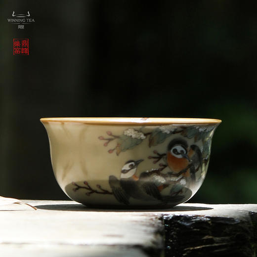 问鼎汝瓷鼎峰柴窑（高温彩）玉珀釉鸡缸杯（白头偕老） 商品图0