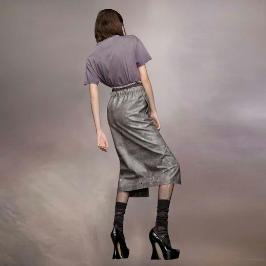 MAISON MARGIELA 马吉拉 女士字母刺绣徽标棉质圆领短袖T恤 紫色 S51GC0526 S20079 969 商品图3