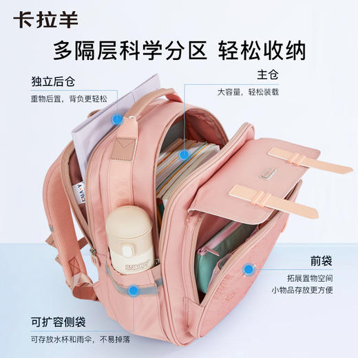 【云朵书包2.0PLUS版】卡拉羊六维防下坠小学生1-4年级18L云朵书包  梦里花 CX2221 商品图7