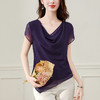 气质不规则紫色百搭显瘦，v领洋气小衫雪纺上衣KQL- B43N1897 商品缩略图3