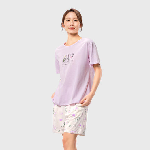 都市丽人生活家居女士棉质短袖短裤睡衣套装LH42S5 商品图1