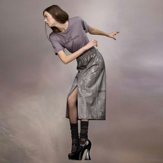 MAISON MARGIELA 马吉拉 女士字母刺绣徽标棉质圆领短袖T恤 紫色 S51GC0526 S20079 969 商品图2