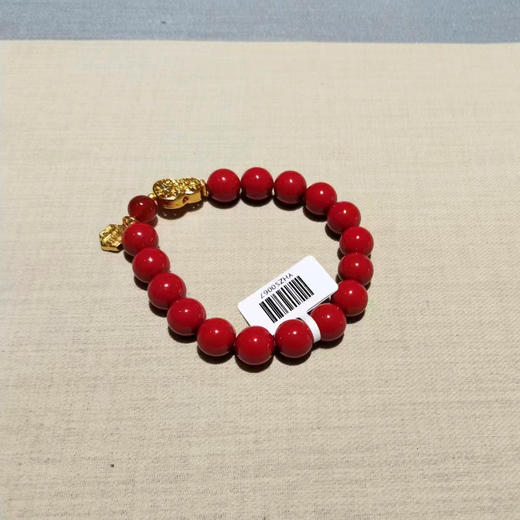 YHZS0067°朱砂+金色镂空葫芦手串1.0*16 商品图1