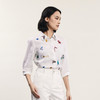 谜底绣花衬衫七分袖女2024夏季新品复古风亚麻宽松衬衣242MC0643 商品缩略图1