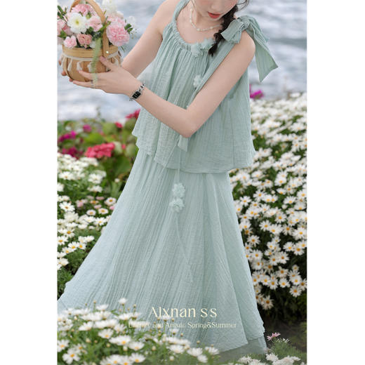 鹿向南「薄荷汽水」法式气质时尚套装新款女装夏季显瘦裙子L37508 商品图1