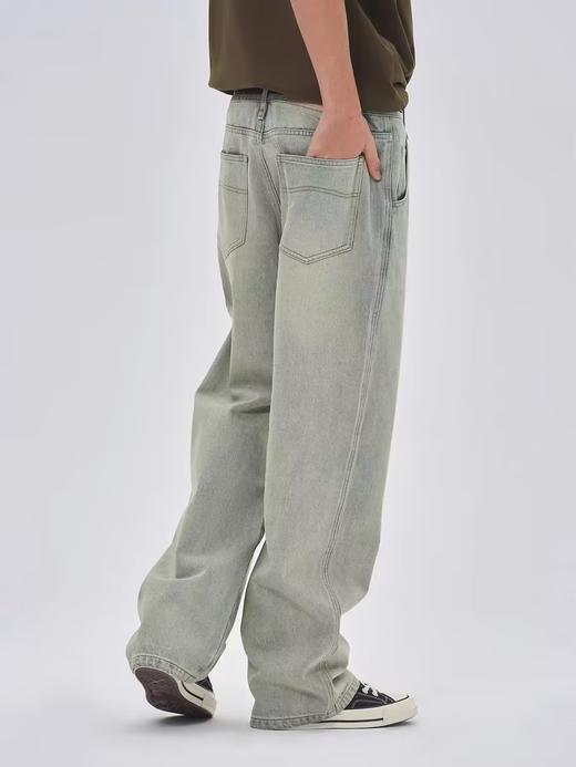 EviStub/E-4CCK150/13OZ丹宁套色复古水洗蓝宽松直筒微锥百搭牛仔长裤 商品图3