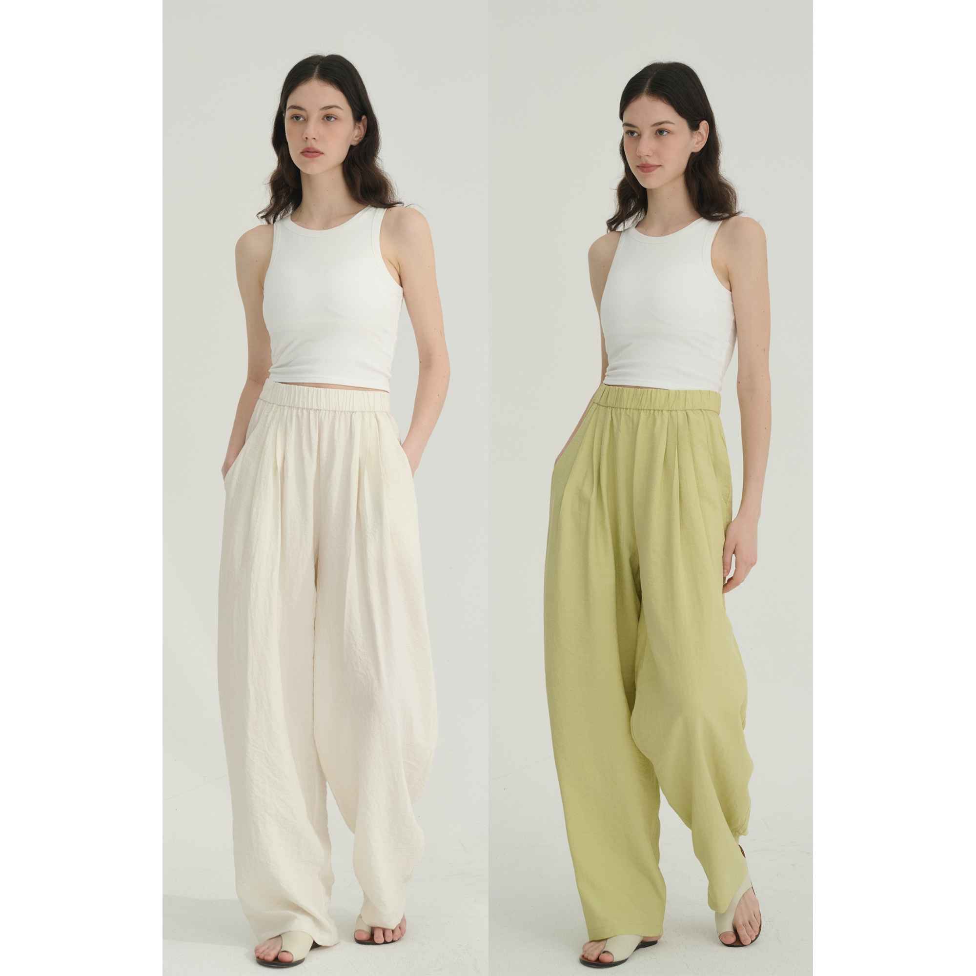 MAISON CECILE六色/本期推荐干丝桑蚕丝夏日松紧腰神裤