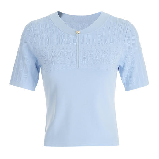 EITIE爱特爱夏季新款气质温柔百搭舒适柔软透气短袖针织衫薄B2401324 商品图10