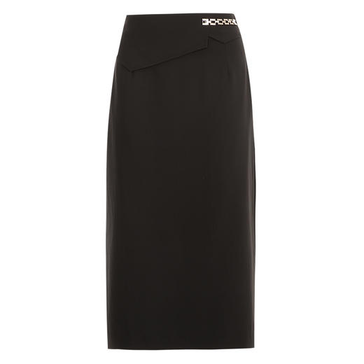 EITIE爱特爱夏季新款精致通勤高腰包臀显瘦经典黑色半身裙B2406318 商品图5