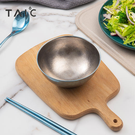 【样品清仓5折，仅一件】TAIC太可纯钛碗筷套装轻奢中式家用简约一人食餐具礼盒皓月银/流光金 商品图2
