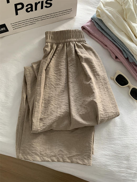 【温柔百搭奶油云朵阔腿裤】宽松高腰垂感雾面拖地裤 夏季薄款凉凉裤  商品图9