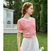 OLrain欧芮儿粉色圆领针织衫女夏季2024年新款小香风宽松套头短袖 商品缩略图1