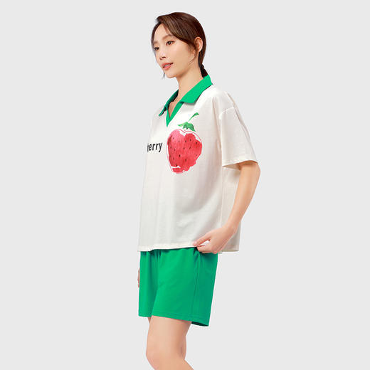 都市丽人舒适外出女士棉质短袖短裤睡衣套装LH42R6 商品图1