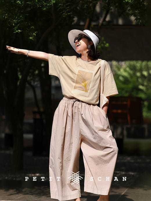 PETIT SCHAN小闪 CLO#507 polaroid 拍立得 原创迷迭香印花艺术感百搭短袖T恤 商品图4