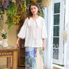 两三事 烟云轻抚 2024夏季新款甜美荷叶边大翻领灯笼袖衬衫女宽松 商品缩略图3