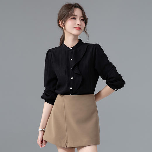 气质长袖白色时尚休闲衬衫百搭小众设计感简约通勤显瘦衬衣 商品图3