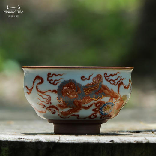 问鼎汝瓷鼎峰系列月白闲意杯 （狮子绣球）（缺货） 商品图0