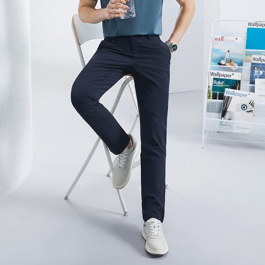 【宾霸】柒牌男士休闲裤2024春夏新款商务中腰通勤修身直筒长裤子	126H71700 商品图1