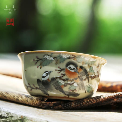 问鼎汝瓷鼎峰柴窑（高温彩）玉珀釉鸡缸杯（白头偕老） 商品图2