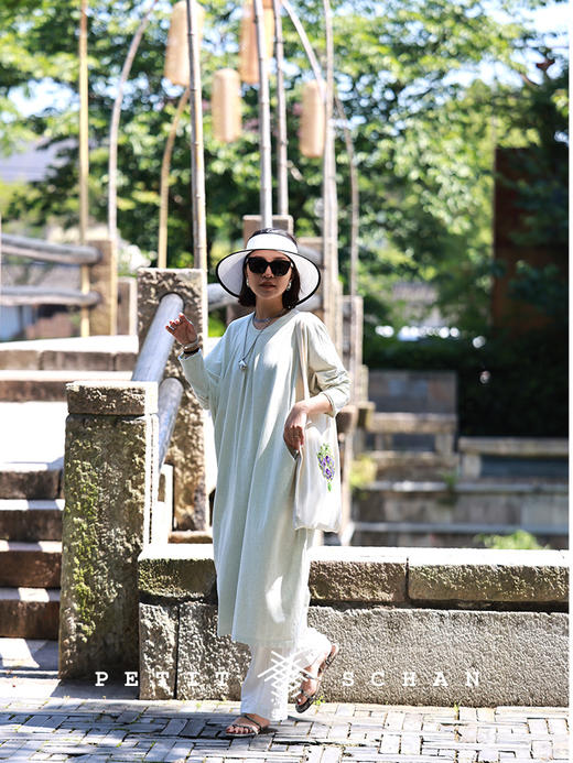 PETIT SCHAN小闪 CLO#508 soft sculpture 软雕塑 桑叶植物染纯棉宽松针织连衣裙大袍子 商品图1