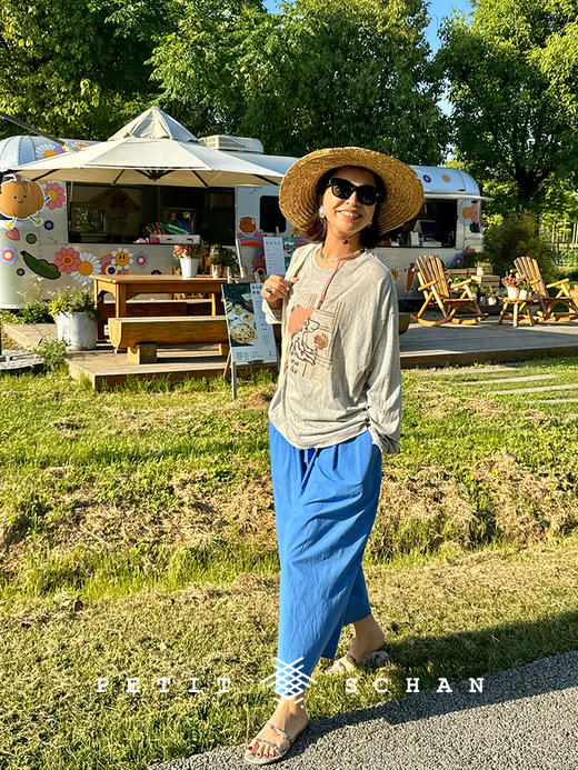 PETIT SCHAN小闪 CLO#504 happy zoo  快乐动物园 棉桑蚕丝小闪原创薄款长袖T恤文化衫春夏秋柔软亲肤防晒衫/空调衫 商品图2