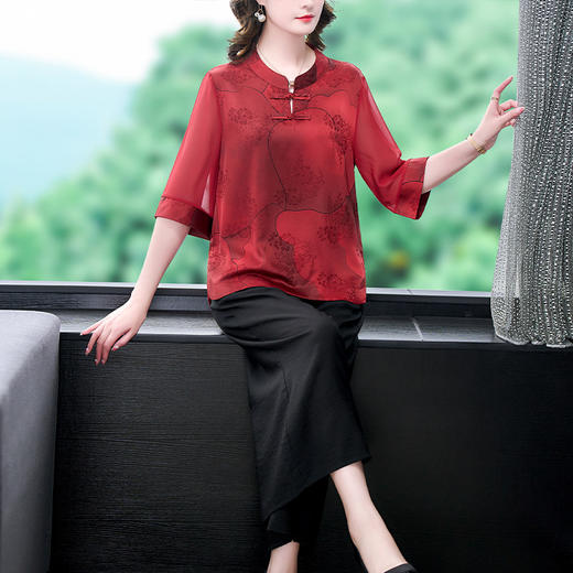 雀说时尚休闲套装新款洋气立领拼接宽松显瘦阔腿裤两件套AL1911 商品图3