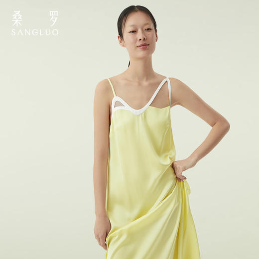 桑罗真丝吊带连衣裙女无袖中长裙100%桑蚕丝天然凉感可外穿居家服 商品图3