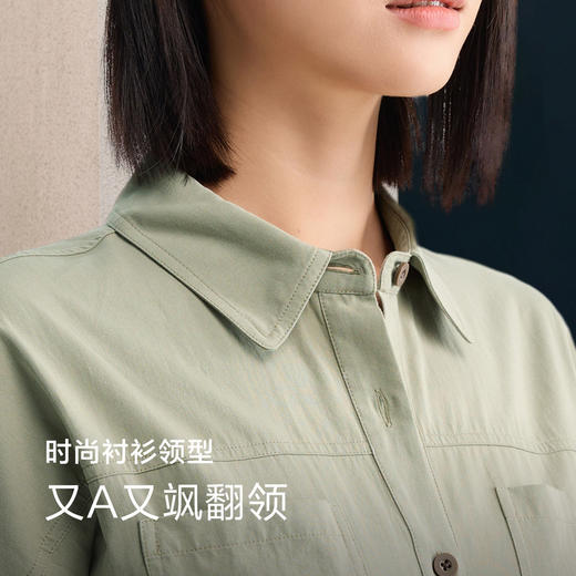 森马连衣裙女纯棉收腰工装裙复古夏季新款休闲风翻领短裙简约 商品图3