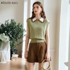 OLrain欧芮儿绿色针织衫女夏季2024年新款撞色翻领手勾边针织衫 商品缩略图0