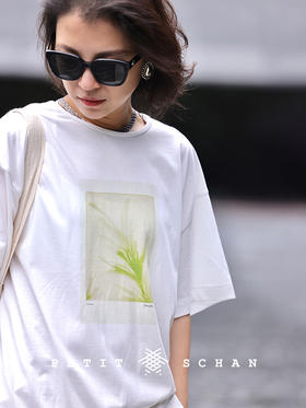 拍立得 原创迷迭香印花艺术感百搭短袖T恤