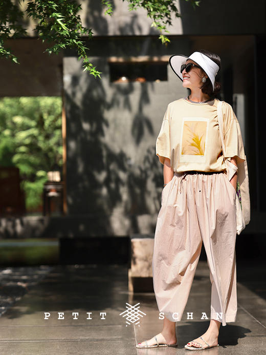 PETIT SCHAN小闪 CLO#505 summer wind 夏天的风 高支高密长绒棉轻薄九分阔腿裤裙裤 商品图1