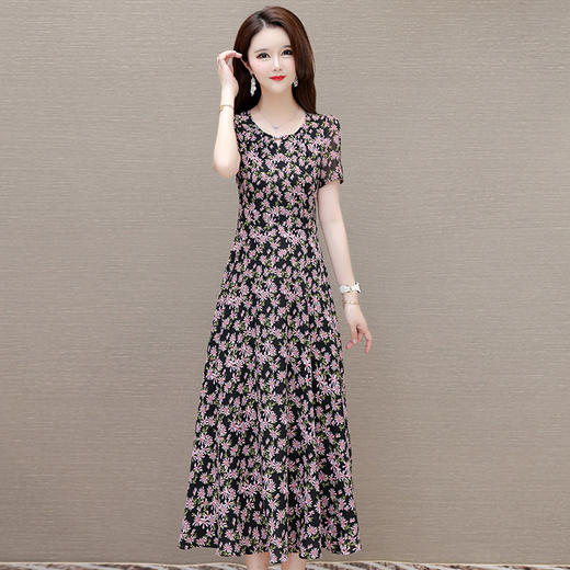 时尚气质，碎花连衣裙QYM-KED-6458A -Y 商品图4