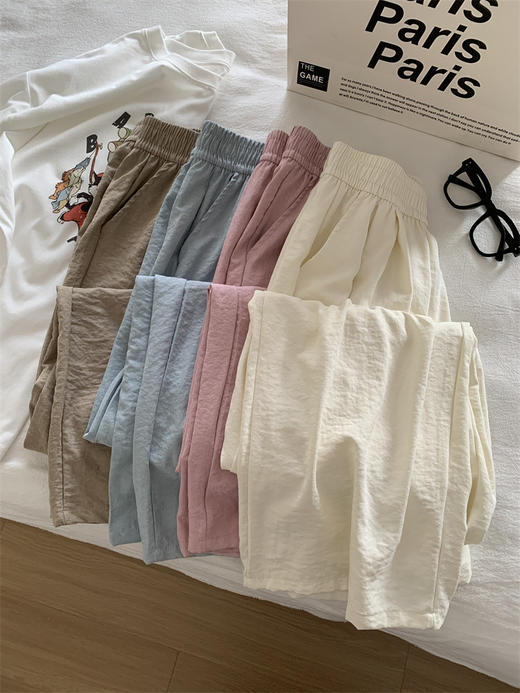 【温柔百搭奶油云朵阔腿裤】宽松高腰垂感雾面拖地裤 夏季薄款凉凉裤  商品图0