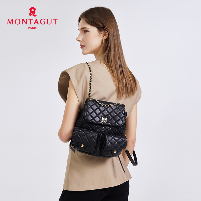 【高级羊皮系列】梦特娇新款秋冬时髦青蛙包双肩包