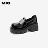 MIO米奥秋季高跟乐福鞋钻饰复古显高深口单鞋豆豆鞋女M244530260 商品缩略图0