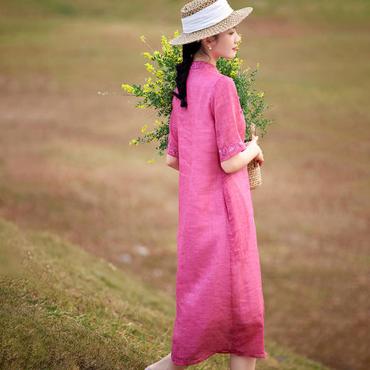苎麻文艺范儿淑女，改良旗袍显瘦连衣裙TT96137 商品图3