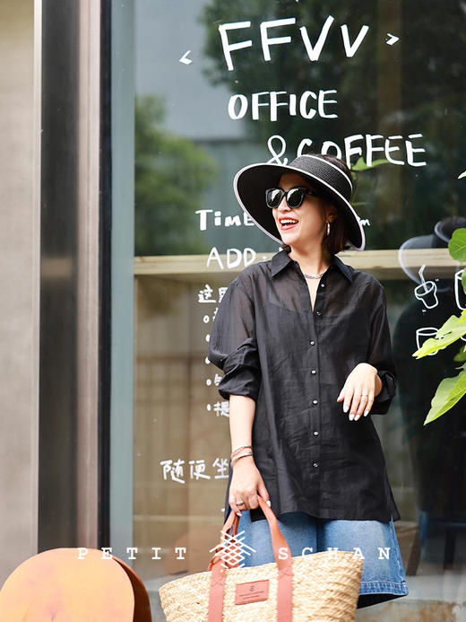 PETIT SCHAN小闪 CLO#503 Sea breeze Elves 海风中的精灵 莱赛尔天丝通透感薄款度假防晒衬衫/吊带 商品图3