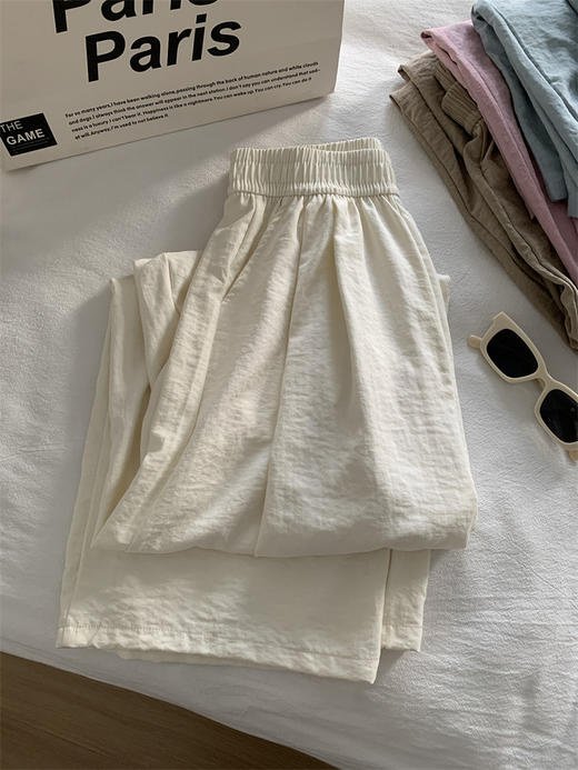 【温柔百搭奶油云朵阔腿裤】宽松高腰垂感雾面拖地裤 夏季薄款凉凉裤  商品图6